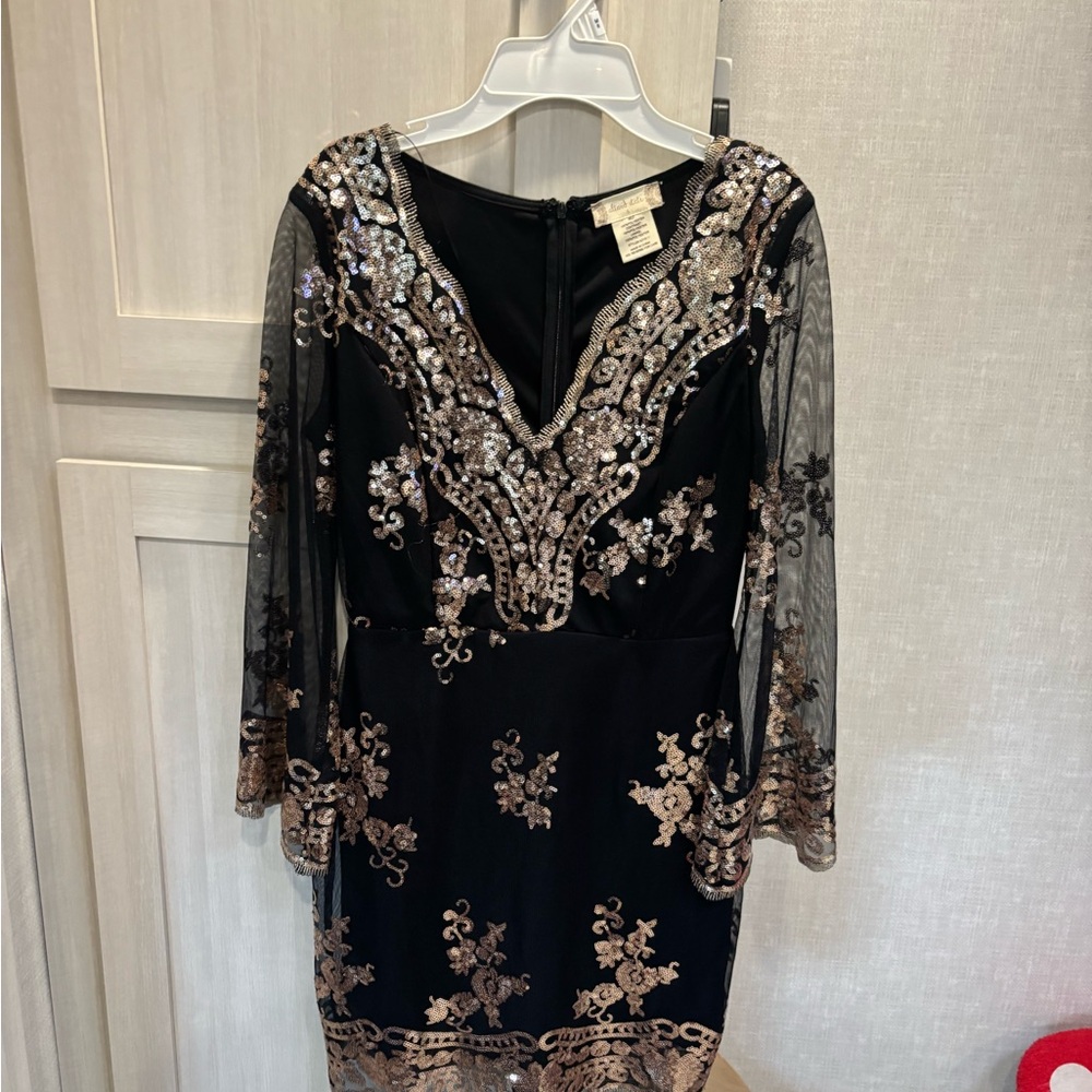 Altar'd State Black Dress with Gold Detailing